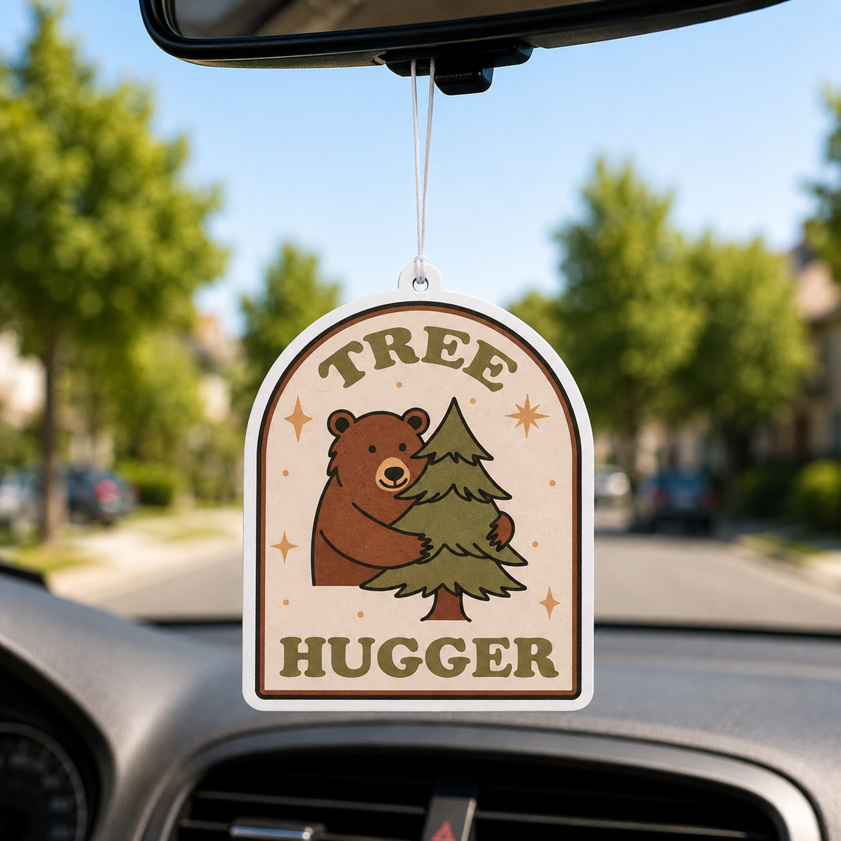 Tree Hugger Pine Scented Car Air Freshener | Bear & Forest Design