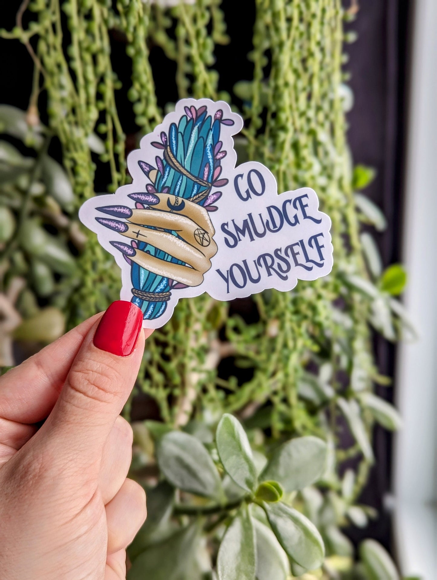 Go smudge yourself, witchy stickers for laptop aesthetic, snarky stickers for water bottle, tumbler accessories, celestial gifts for women