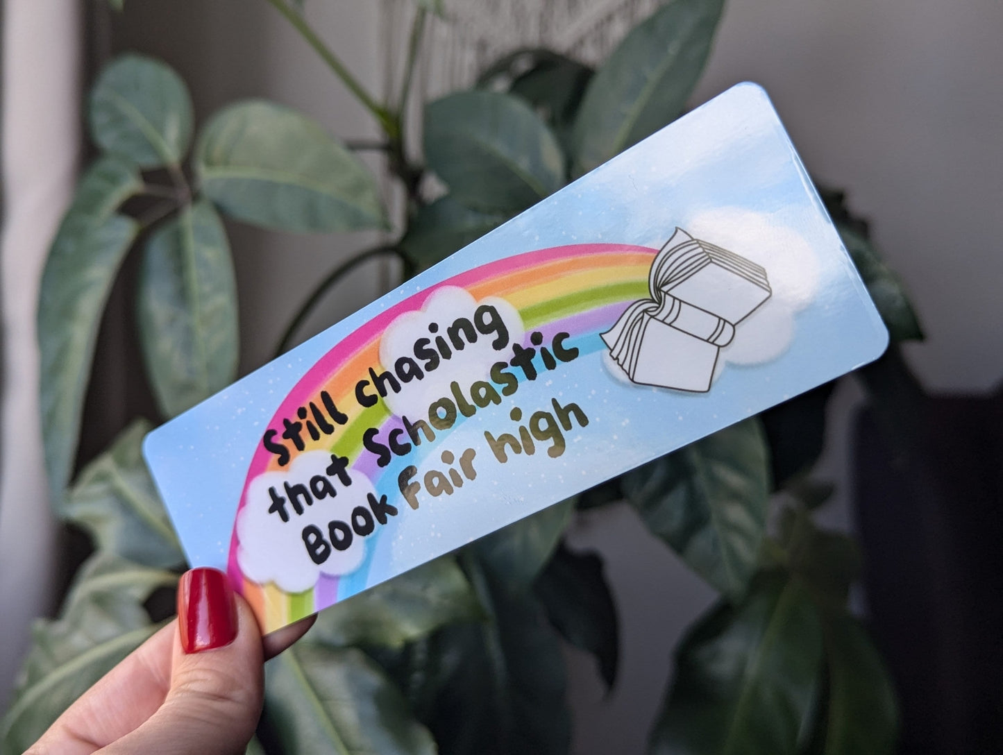 Chasing that Scholastic book fair high bookmark, book gift for book lovers, 90s birthday gift, nostalgia gift, bookish merch, funny bookmark