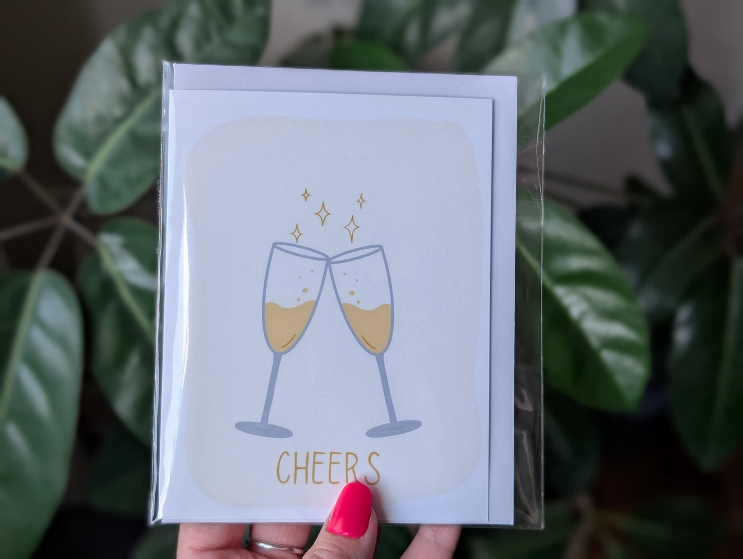 Cheers Greeting Card, Champagne Glasses Celebration Card, Minimilast Hand Draw Card, Congratulations Cheers Card, Toast Card