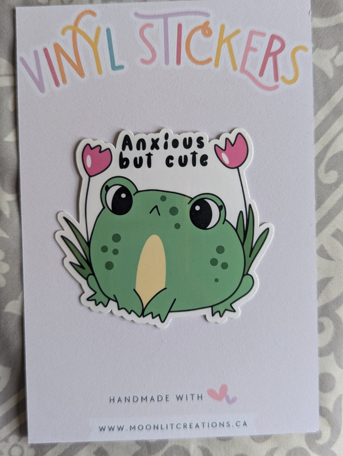 Anxious but cute frog sticker for kindle, anxious girly, mental health stickers for hydroflask funny, funny gift for sister, trendy stickers