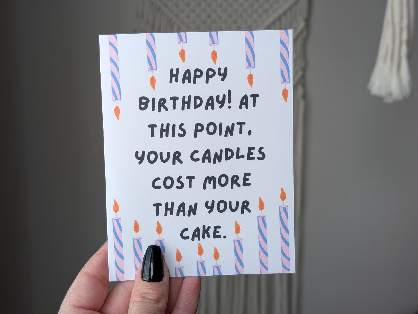 Happy Birthday Card for Adults, Candle Cost More Than Cake, Over The Hill Birthday Card, Humorous Birthday Card for Him or Her, Humorous