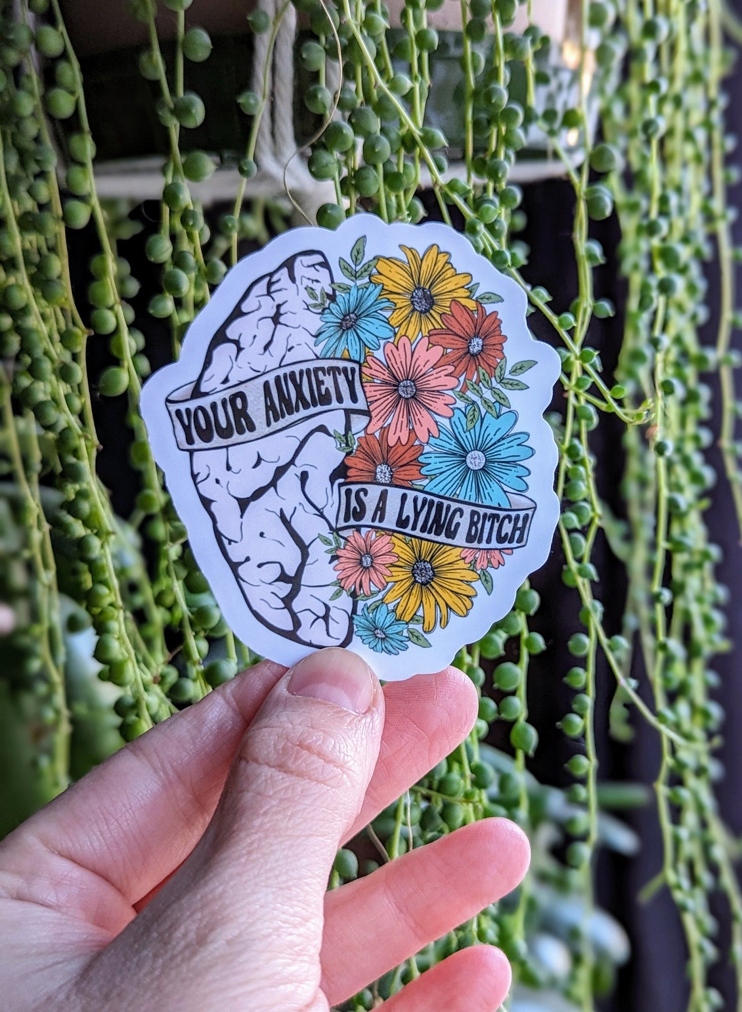 Your anxiety is a lying bitch sticker, anxiety stickers for hydroflask mental health, motivational gift for best friend, self care gift for
