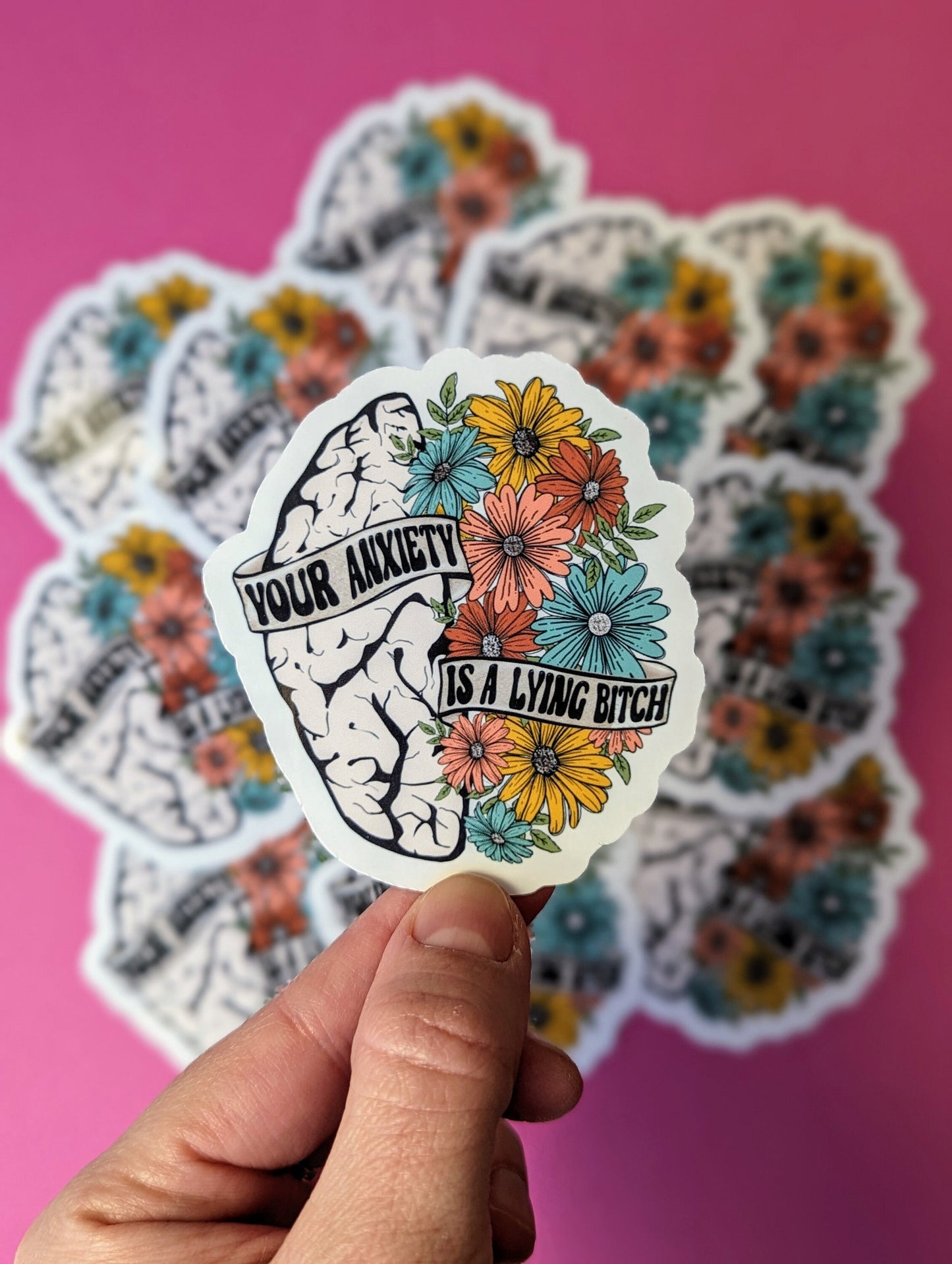Your anxiety is a lying bitch sticker, anxiety stickers for hydroflask mental health, motivational gift for best friend, self care gift for