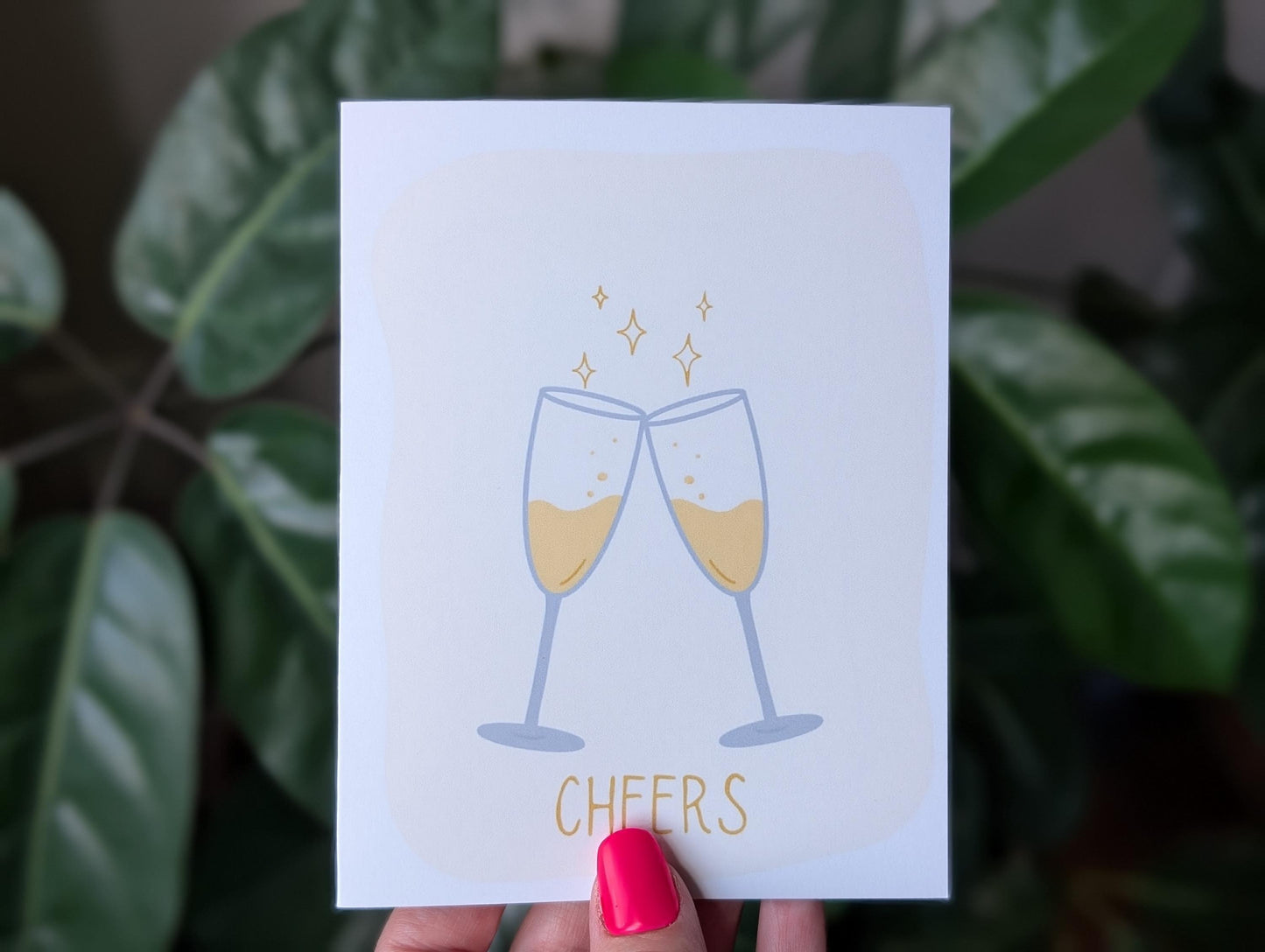 Cheers Greeting Card, Champagne Glasses Celebration Card, Minimilast Hand Draw Card, Congratulations Cheers Card, Toast Card