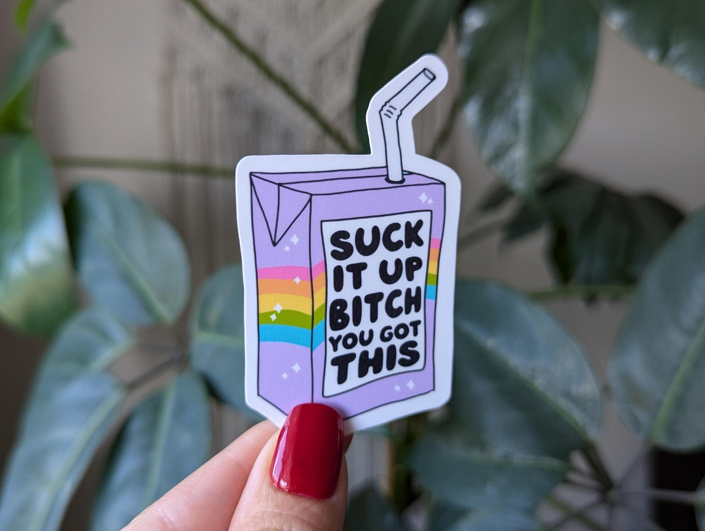 Suck it up bitch you got this, juice box sticker, motivational stickers for women, snarky gifts for her, inspirational sticker for tumblers