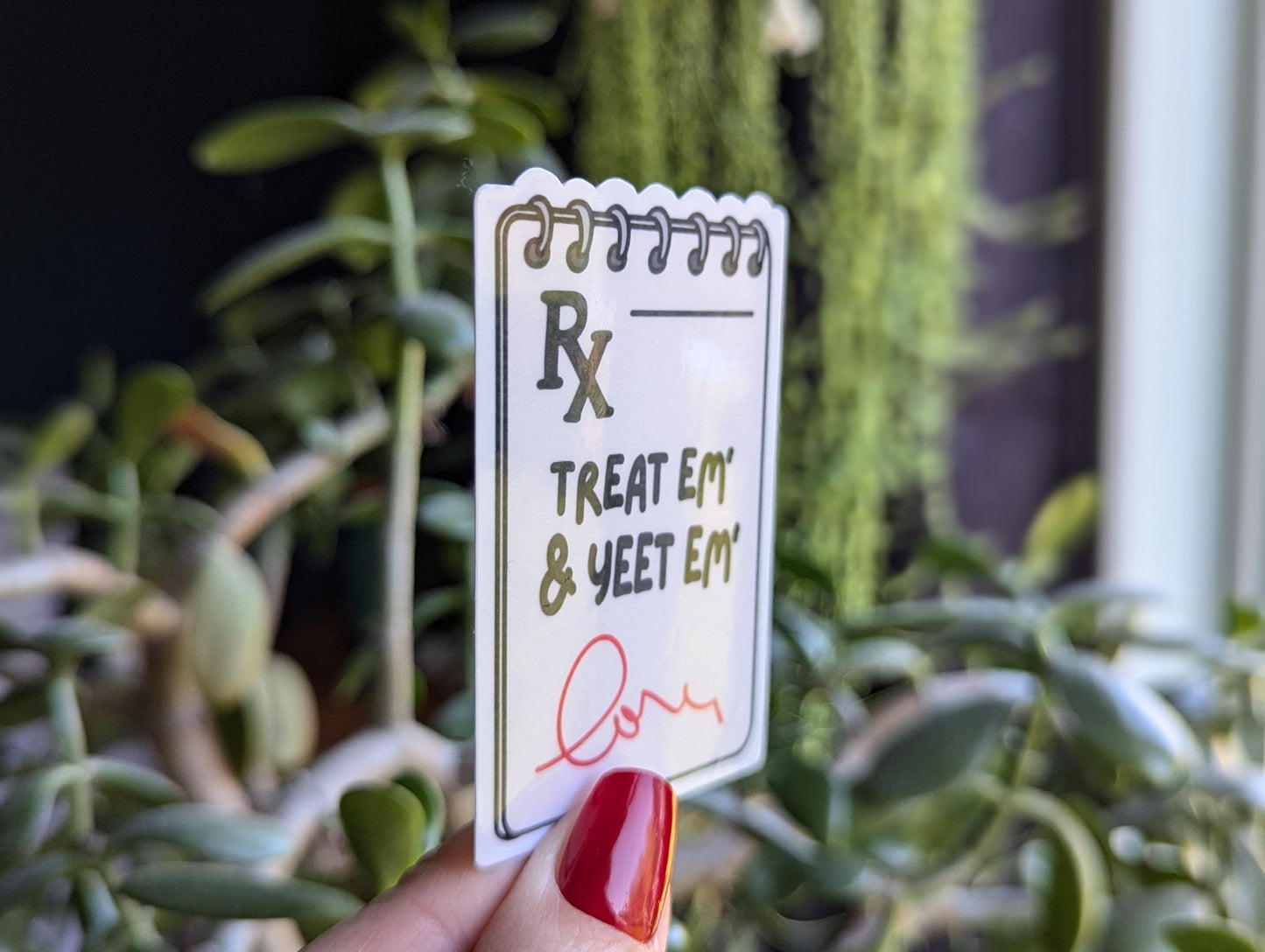 Treat em and yeet em, funny stickers for badge reel, nurse stickers for water bottle, healthcare worker gift for doctor, EMS stickers for