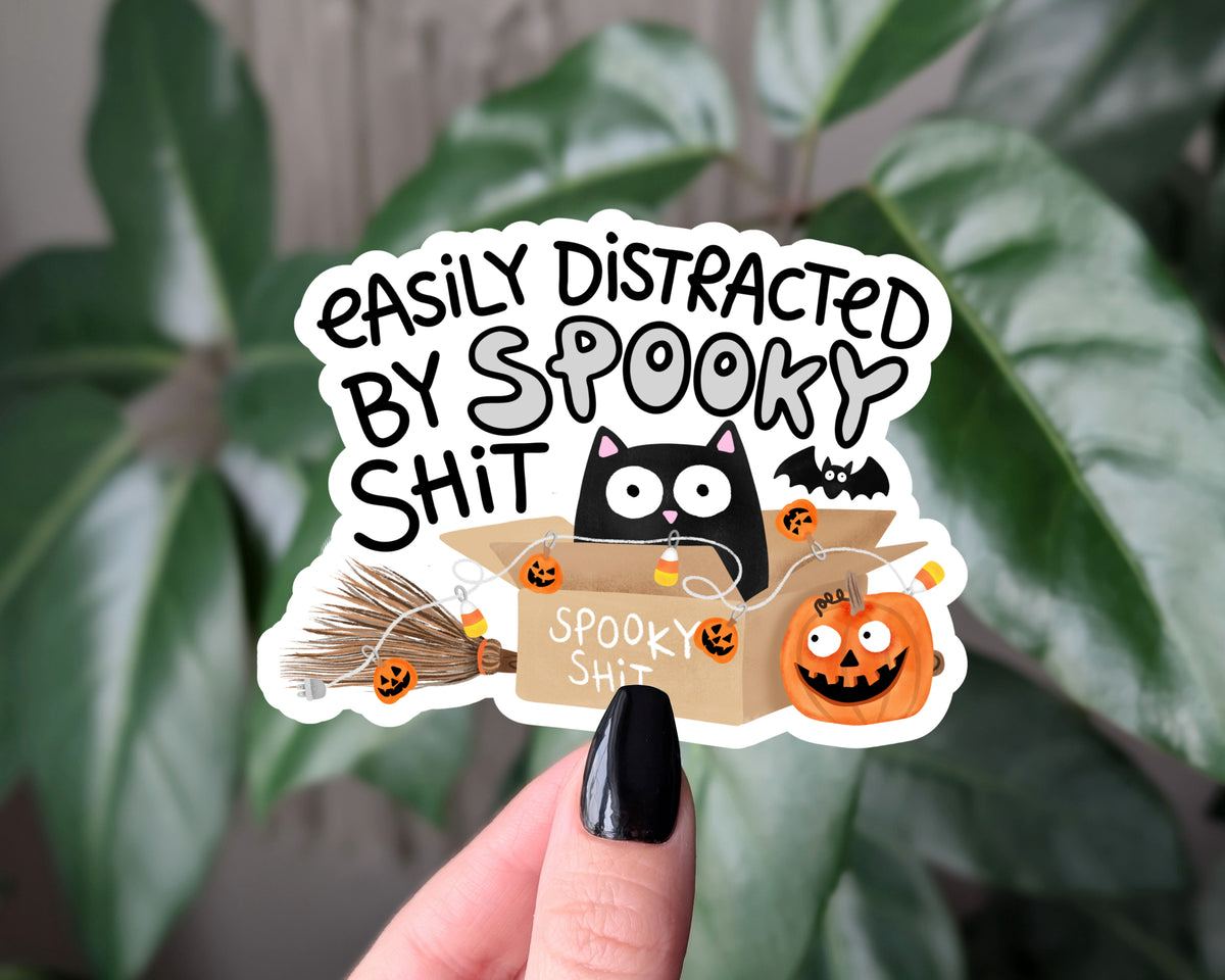 Easily Distracted by Spooky Shit Halloween Sticker