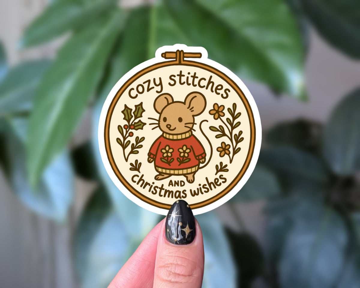 Cozy Stitches and Christmas Wishes Sticker