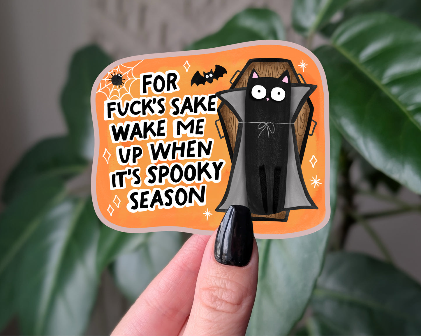 Wake Me Up When It’s Spooky Season – Funny Halloween Cat Sticker